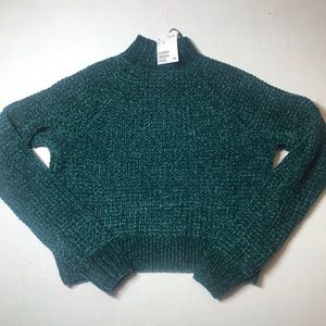 NWT H&M Cropped Chenille Sweater Green XS